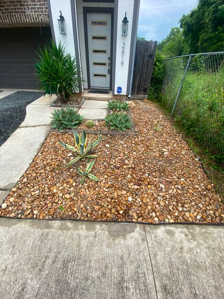 Completed residential stone landscaping project